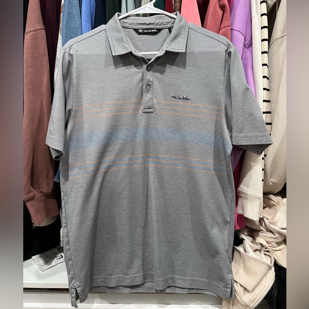 Travis Mathew Polo - Grey and light stripes - M